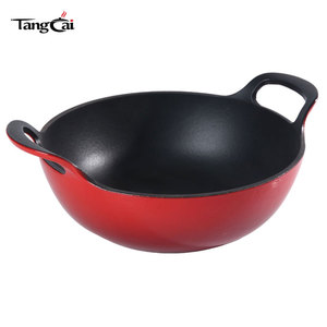 Plat Balti Traditionnel Rond <span class=keywords><strong>en</strong></span> <span class=keywords><strong>Fonte</strong></span> Émaillée de 26 cm (10,25 po) de Diamètre, 3QT, Compatible Wok, Idéal pour Braiser, Frire et Mijoter - Product Image 3