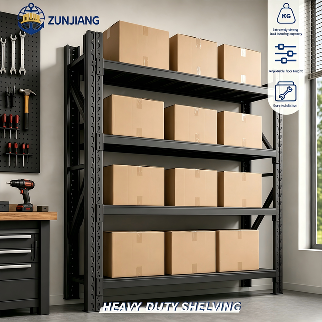 Efficient 4-Layer Warehouse Storage Solution Durable Metal Storage Racks Made of Iron and Steel