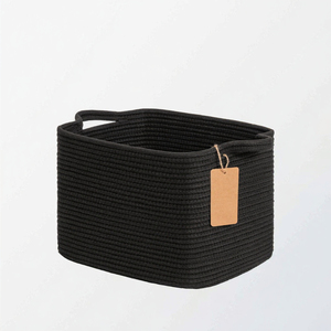 Grands paniers de rangement rectangulaires modernes en tissu 100 % coton de 13 pouces, organisateurs écologiques avec poignées, étagères pliables - Product Image 3