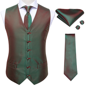 <span class=keywords><strong>Gilet</strong></span> à col en V à pois pour hommes Offre Spéciale avec boutons de manchette à nouer Foulard inclus Cadeaux de Noël - Product Image 4