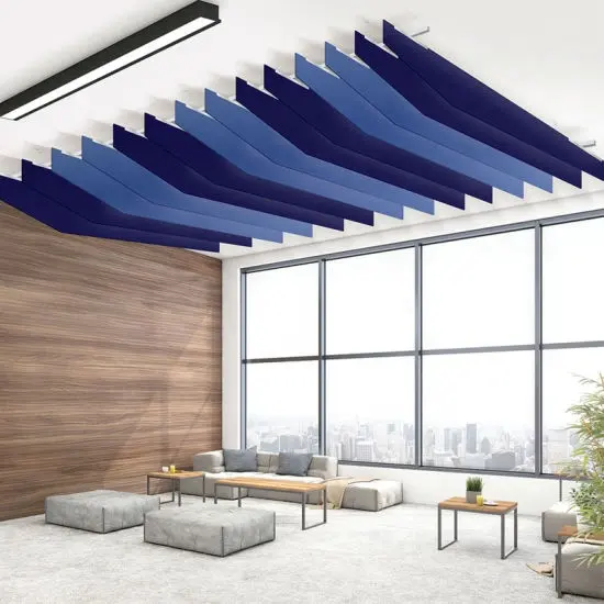 Kaliteli malzeme akustik Polyester Panel toz geçirmez dekorasyon akustik tavan paneli