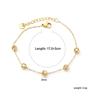 Pulsera de malla con cuentas y colgante de corazón de acero inoxidable chapado en oro de 18k, impermeable, para mujer, venta al por mayor de joyería de moda. - Product Image 5