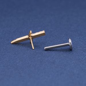 Personalizado ASTM f136 titanio sin rosca pasador roscado Agger CZ cartílago labret Helix parte posterior plana G23 cuerpo piercing joyería - Product Image 5