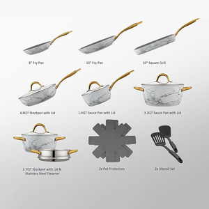 Juego de Utensilios de Cocina de Aluminio Forjado Antiadherente de Alta Calidad con Diseño de Impresión por Transferencia de Agua y Fondo de Inducción - Product Image 2