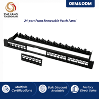 Panel Patch Cat6 24 Port, Modul Depan Dapat Dilepas, Rak Mount 19 Inch dengan Manajemen Kabel