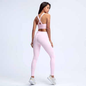 Miễn Phí Mẫu 2 Mảnh Đặt Tập Thể Dục Quần Áo Phụ Nữ Áo Ngực Thể Thao Chéo Trở Lại Chạy Xà Cạp Phòng Tập Thể Dục Quần Áo Thể Thao Liền Mạch Yoga Bộ - Product Image 4