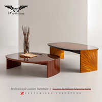 Table basse minimaliste italienne, ensemble de tables d'appoint, style moderne, luxe léger, plateau en marbre et bois massif composite, réglable et personnalisable