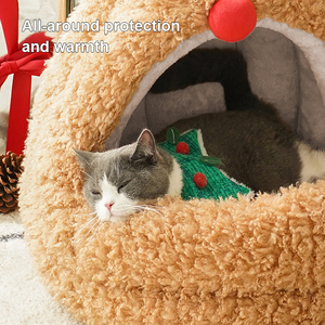 Modernes Komfortables Katzen-Schwammbett Rundes Plüschiges Flauschiges Beruhigendes Katzenhöhlen-Nest mit Nicht-Zusammenfallender Abdeckung - Product Image 3