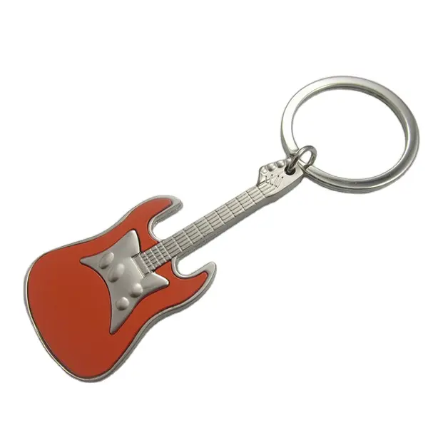 Custom Guitar Design Cheap Promotion Metal Keychain floating Key Chain