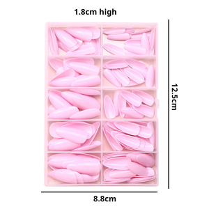 Boîte de 120 faux ongles à presser, design français, longs, souples, couleur unie, pour manucure en salon, vente en gros - Product Image 4