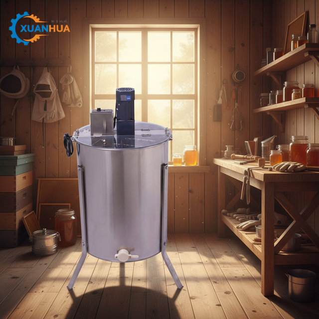 Semi-Automatic Electric 4 Frames 304 Stainless Steel Honey Extractor Multi-Voltage Compatibility Xuanhua Brand 1 Year Warranty