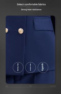 Tùy Chỉnh Chất Lượng Cao Hãng Hàng Không Hàng Không Người Đàn Ông Phụ Nữ Đôi Ngực Đồng Phục Phi Công Nhân Viên Đồng Phục Hai Mảnh Thiết Lập - Product Image 2