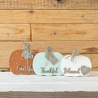Nouvelle Décoration Artistique Transfrontalière de Thanksgiving : Bloc de Citrouille en Bois, Ornement de Bureau et Artisanat de Décoration d'Automne pour la Maison