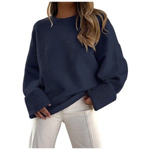 <span class=keywords><strong>H</strong></span>-02227 Nouveau style automne-hiver, <span class=keywords><strong>pull</strong></span> polyvalent pour femmes, col rond, manches longues, en peluche épaisse <span class=keywords><strong>et</strong></span> chaude - Product Image 2