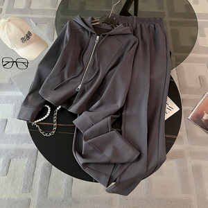 ชุดเซ็ต <span class=keywords><strong>2</strong></span> ชิ้น สไตล์ Y2K สีชมพูอ่อนสำหรับผู้หญิง เสื้อครอปฮู้ดดี้แบบซิป & กางเกงขายาวเอวสูง ชุดลำลองแนวสปอร์ตสตรีทแวร์ - Product Image 5