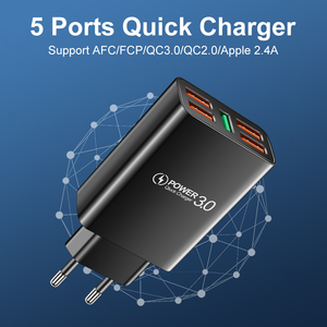 Chargeur pas cher QC3.0 5.1A 5 ports USB pour téléphone, chargeur rapide 5 ports pour iPhone 7 Samsung A6 A11 Appareils électroniques - Product Image 4