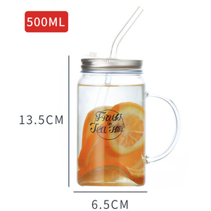 Rỗng Tùy Chỉnh Miệng Rộng <span class=keywords><strong>Mason</strong></span> Lọ Thủy Tinh Chai Cup Cho Trà Sữa Tái Sử Dụng Trà Cup Với Nắp Cao Borosilicate Cốc Rơm - Product Image 6