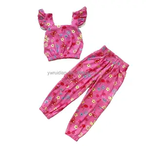 RuiDian Stylish Little Girls Kids Wear Flying sleeve Baby Girl Summer Clothes Cargo Kids 2 Piece Set Toddler Girls Clothing Sets