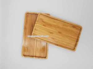 Plateau de service rectangulaire en bambou 33x23x1.85 cm-Plateau naturel écologique pour la nourriture, le thé, la décoration intérieure - Product Image 5