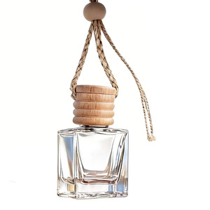8ml Square Empty Glass Essential Oil Hanging Car Fragrance <b>Bottle</b> Container - Product Image 2