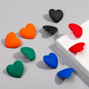 Korea Wholesale Hot Selling Cute Heart Earrings Colorful Candy Color Students sweet Girl Hypoallergenic Acrylic Stud Earrings