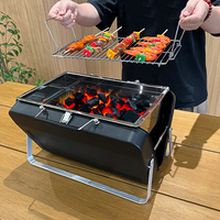 Équipement de cuisson de la viande de cuisine en acier de qualité supérieure moderne luxueux Portable bureau BBQ table charbon de bois cadeau de vacances