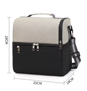 Multi-Colors Bento Bags <b>Insulated</b> Color-block with Zipper Double-Layered Leak-Proof Ice Packs Aluminum Foil <b>Lunch</b> <b>Box</b> - Product Image 1