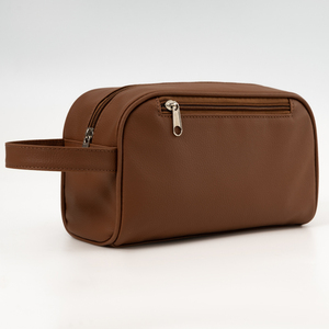 Bolsa de Aseo de Cuero PU Personalizada con Logotipo Empresarial, Portátil, para Hombre y Mujer, para Almacenamiento, Informal, Impermeable, con Asa - Product Image 1