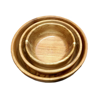 Bol de table personnalisé en bois d'acacia, vaisselle de haute qualité, artisanat, ensemble de saladier en bois d'acacia