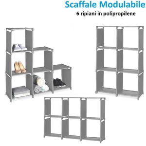 Modular <b>Shelf</b> 6 Cubes 107x29x108 Cm Waterproof Storage <b>Unit</b> For Home Organization - Product Image 4