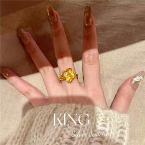 Bague Pivoine en Argent Sterling S925 Plaqué Or avec Diamants pour Femme, Bijou Raffiné et Tendance - Product Image 5