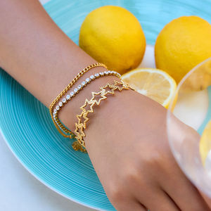 Gelang Baja Anti Karat Berlapis Emas 18K J&D, Model Palu Bintang Lima Berongga untuk Liburan - Product Image 2