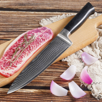 Couteau de Chef Japonais Gyuto en Acier Damas VG10 de 8 Pouces, Fabrication OEM, Couteau de Cuisine Professionnel avec Manche en Bois Pakka Noir et Lame à Queue Cachée