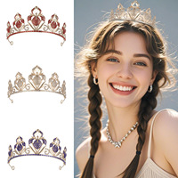 Accessoire de cheveux de mariée haut de gamme exquis en alliage vintage avec strass, couronne transfrontalière, vendu à l'unité