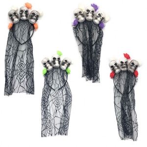 Diadema de esqueleto blanco con velo negro para disfraz de fiesta, baile de máscaras, accesorio fotográfico, Feliz Halloween - Product Image 1