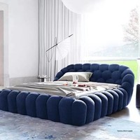 Lit à bulles réglable en hauteur, assemblable et mobile, style minimaliste moderne, pour chambre à coucher, modèle Teddy double, de la marque Rochburg Internet Celebrity