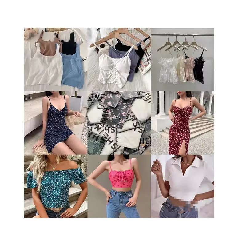 2024 Gz סיטונאי בגדים מלאי מפעל הנחה מגוון ספק בגדים בתפזורת חולצות חולצות קיץ שמלות נשים