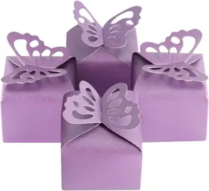 Wholesale Lovely Candy Box with Laser Cut Butterfly Shape Paper Box for Wedding Birthday Party Decoration Gift Box