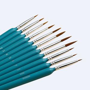 11 unids/set de pinceles de pintura de Arte de detalle, pincel de nailon con mango azul, pluma de dibujo de línea para Kit de suministro de arte - Product Image 5