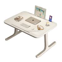 Table de repas blanche réglable en hauteur, poste de travail mobile pour ordinateur, bureau d'appoint pour canapé-lit avec panneau pivotant