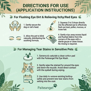 Gouttes oculaires douces pour animaux de compagnie 100ml sans alcool, nettoyant pour les <span class=keywords><strong>yeux</strong></span> des chiens pour animaux sensibles, élimine les taches de larmes, étiquette personnalisée, vente en gros B2B - Product Image 5