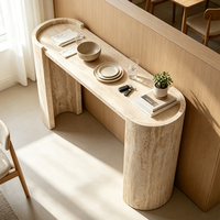 Table console en travertin naturel, style côtier australien, table de couloir incurvée, robuste, anti-taches, table d'entrée, Australie