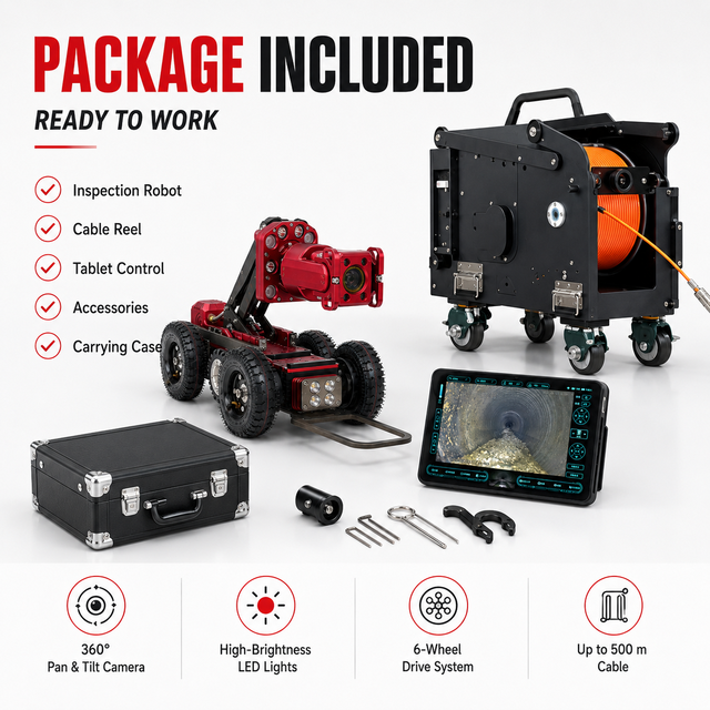 WJK-985 CCTV Pipe Inspection Crawler Robot with HD PTZ Camera 10x Zoom for Sewer Drainage Culvert Tunnel