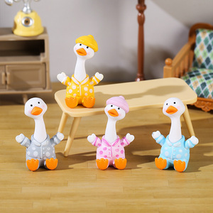 Resin Duck Figurine Cartoon Animal Craft Home Desktop Decoration <b>Miniature</b> Artistic Decor For Room Or Car - Product Image 1