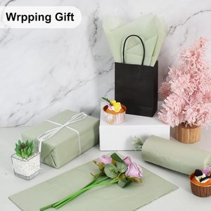 PCD 100 feuilles de papier artisanal <span class=keywords><strong>vert</strong></span> sauge emballage en vrac sacs-cadeaux 14x20 pouces étanche résine de qualité alimentaire unique Logo personnalisé anniversaire - Product Image 3