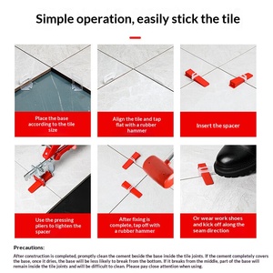 Système complet de nivellement de carreaux avec cales réutilisables, clips et pinces réglables pour carreaux - Product Image 2