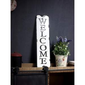 Parisloft Welcome Carved Metal Wall Sign 5.5x21.6'' Rustic Iron Home Decor Vertical Text Design - Product Image 3