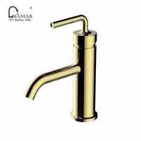 Robinet de lavabo monocommande en acier inoxydable brossé Gramar, à poser sur le comptoir, moderne et contemporain, pour salle de bain d'hôtel, eau chaude/froide
