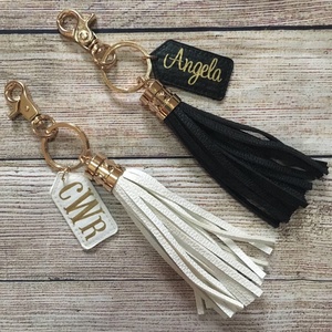 Porte-clés à pompon en cuir PU personnalisé vierge avec monogramme pour cadeaux promotionnels – Vente en gros - Product Image 4