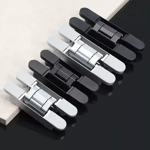 Factory Price Stainless Steel Black 3d Adjustable Concealed Hidden Invisible Cross Hinge Wooden Door Window Hinges